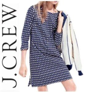 J Crew Blue Print Sleeve Midi Dress medium